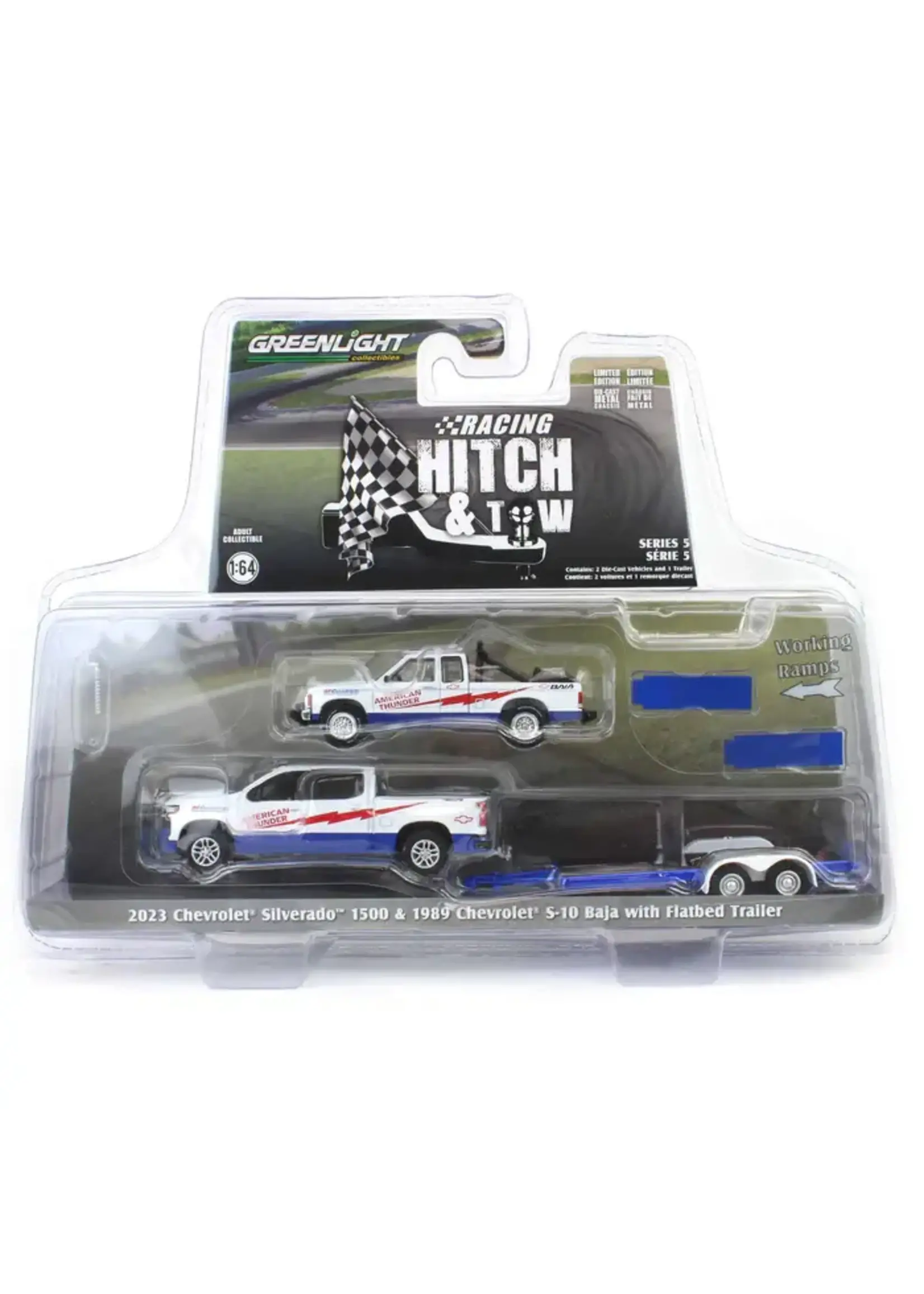 Chevrolet 1/64 2023 Chevrolet Silverado 1500 & 1989 S-10 Baja, American Thunder, Racing Hitch & Tow Series 5