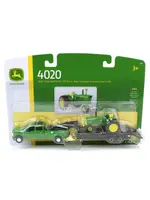 John Deere 1/64 Green Ford F-350 W/ Gooseneck Trailer & John Deere 4020 Narrow Front
