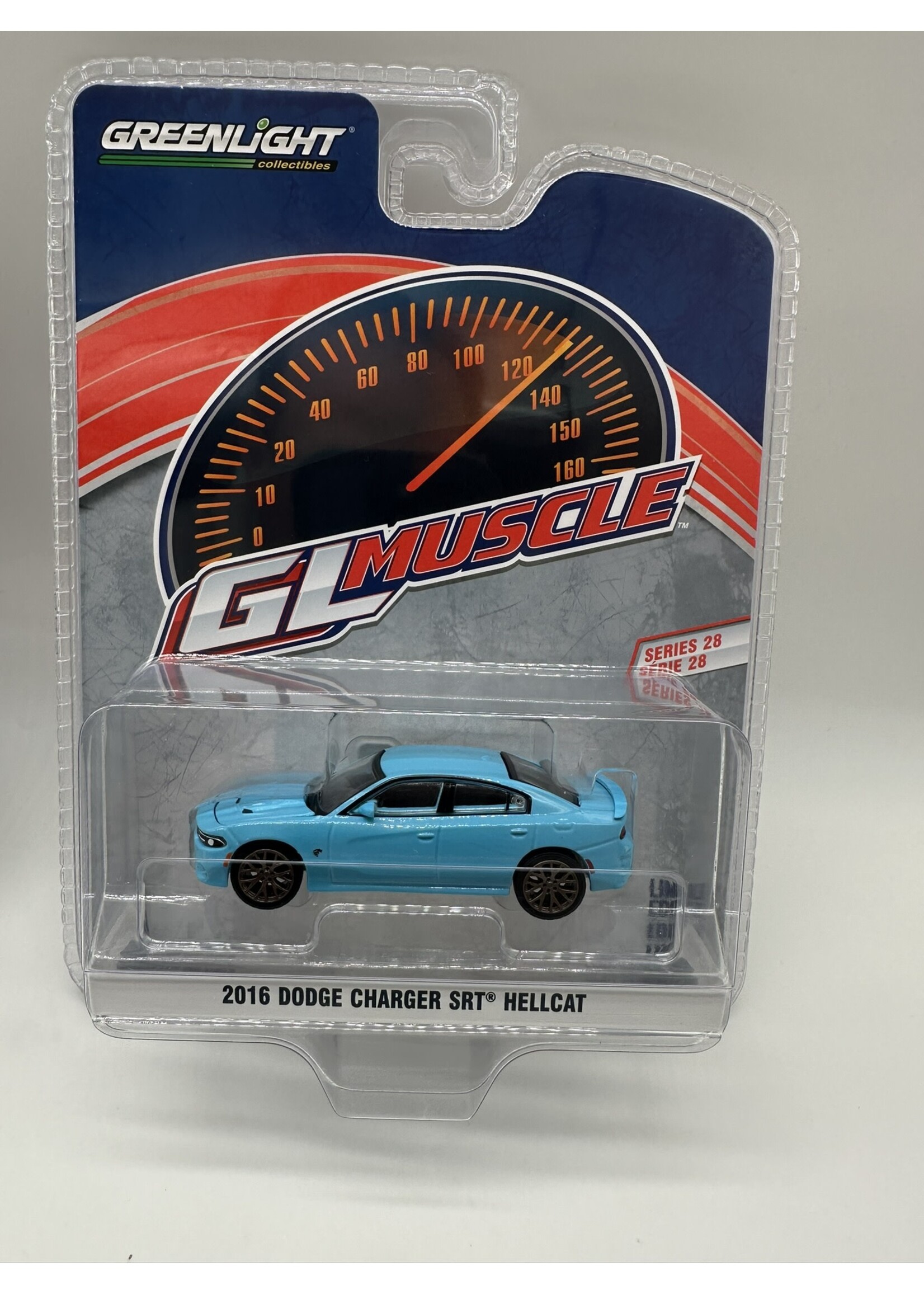 Dodge 1/64 2016 Dodge Charger SRT Hellcat, B5 Blue, GreenLight Muscle Series 28