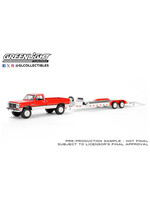 Dodge 1/64 Hitch & Tow Series 31 - 1991 Dodge Ram Power Ram 250 - Red & White with Heavy Duty Car Hauler