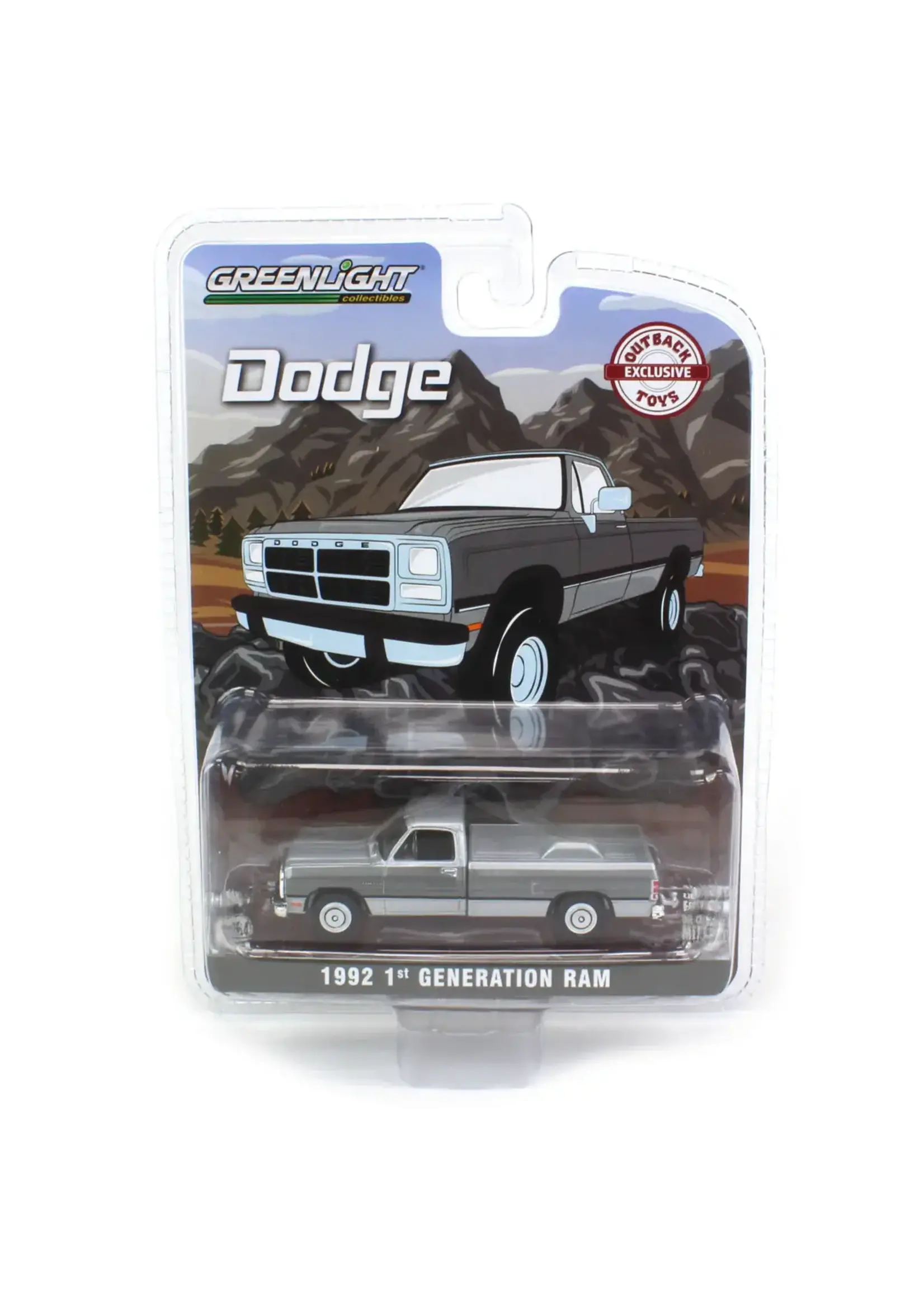 Ram 1/64 1992 Dodge Ram 1st Generation, Silver & Gray, Outback Toys Exclusive