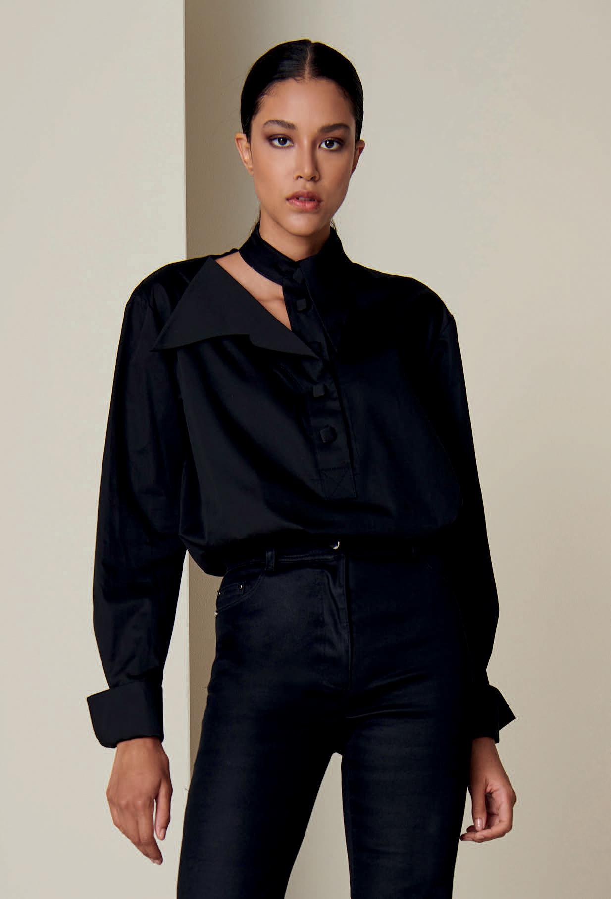 ETHOS Asymmetrical Collar Blouse EW22 20200