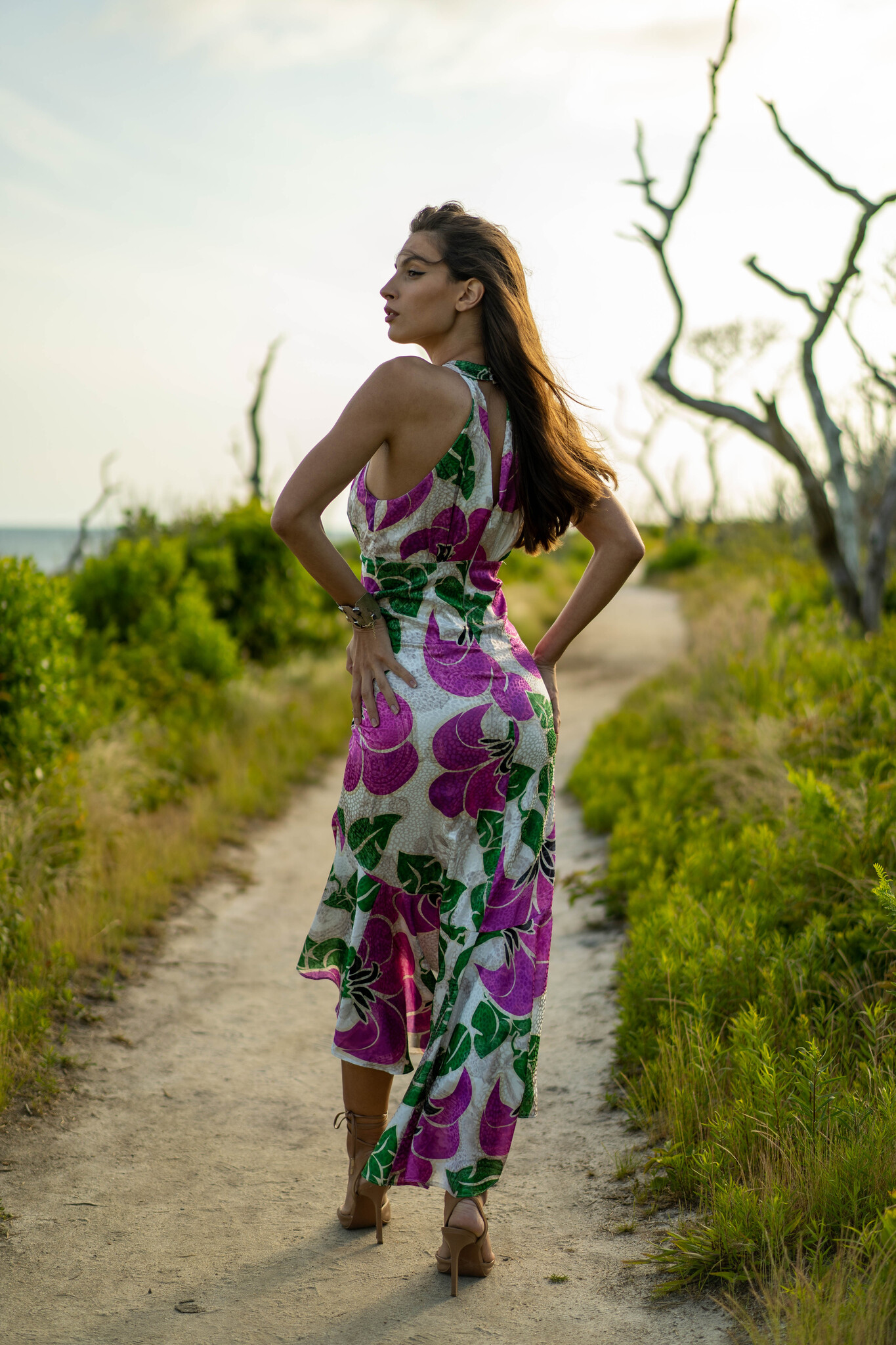 Floral dress with asymmetrical hem - Women