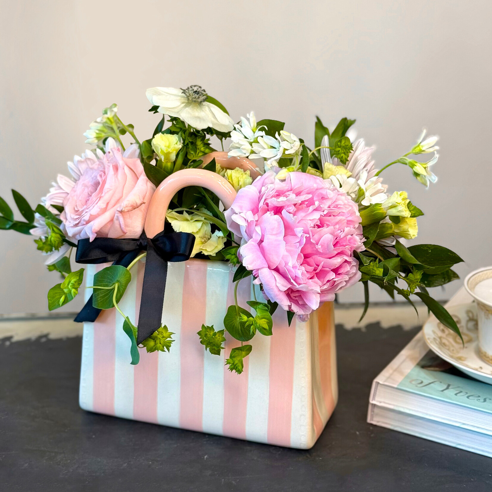 Pink Stripe Purse Arrangement