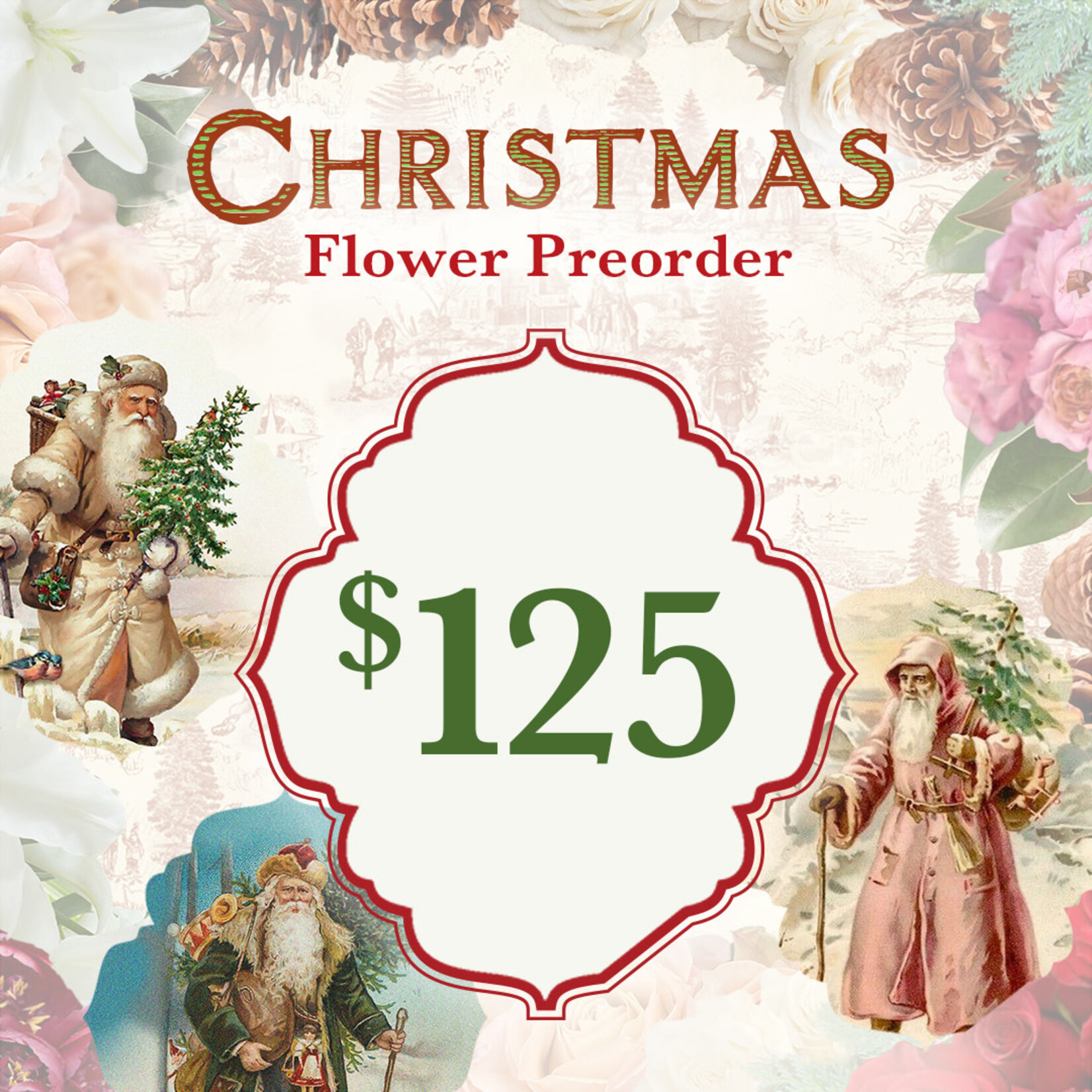 $125 Sized Christmas Flower Arrangements