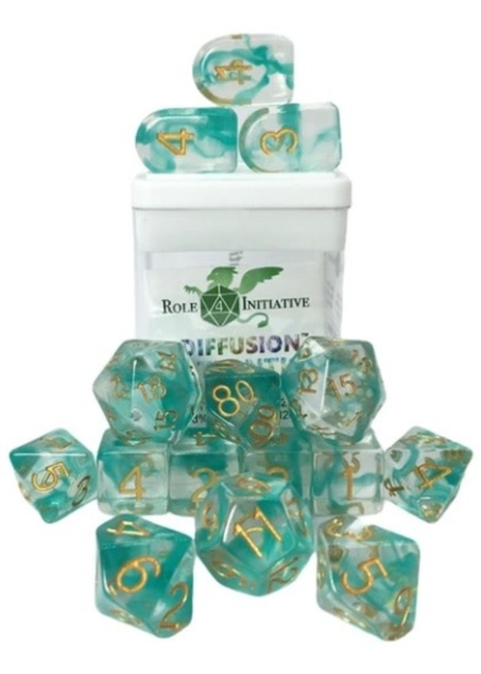 Role 4 Initiative Atlantis - Set of 15 Polyhedral Dice - Diffusion Dice