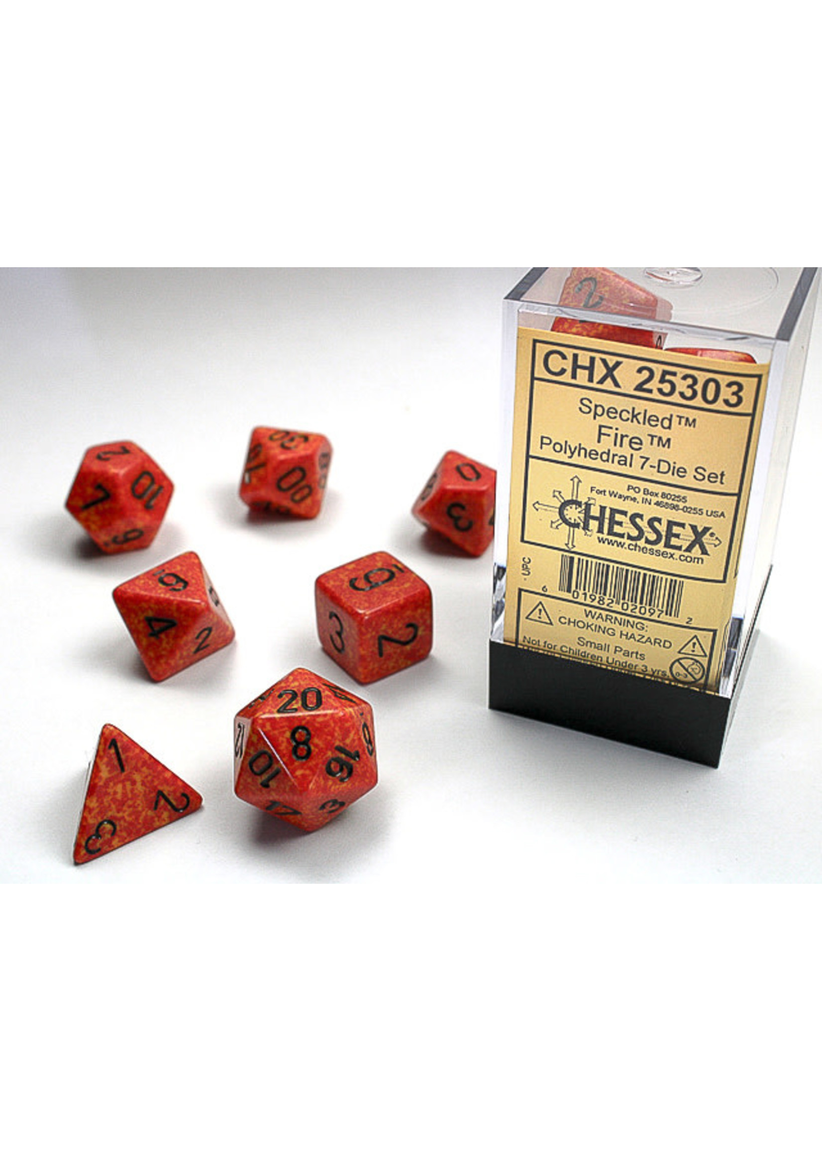 Chessex Speckled Fire: Ensemble de 7 dés polyhédriques de Chessex