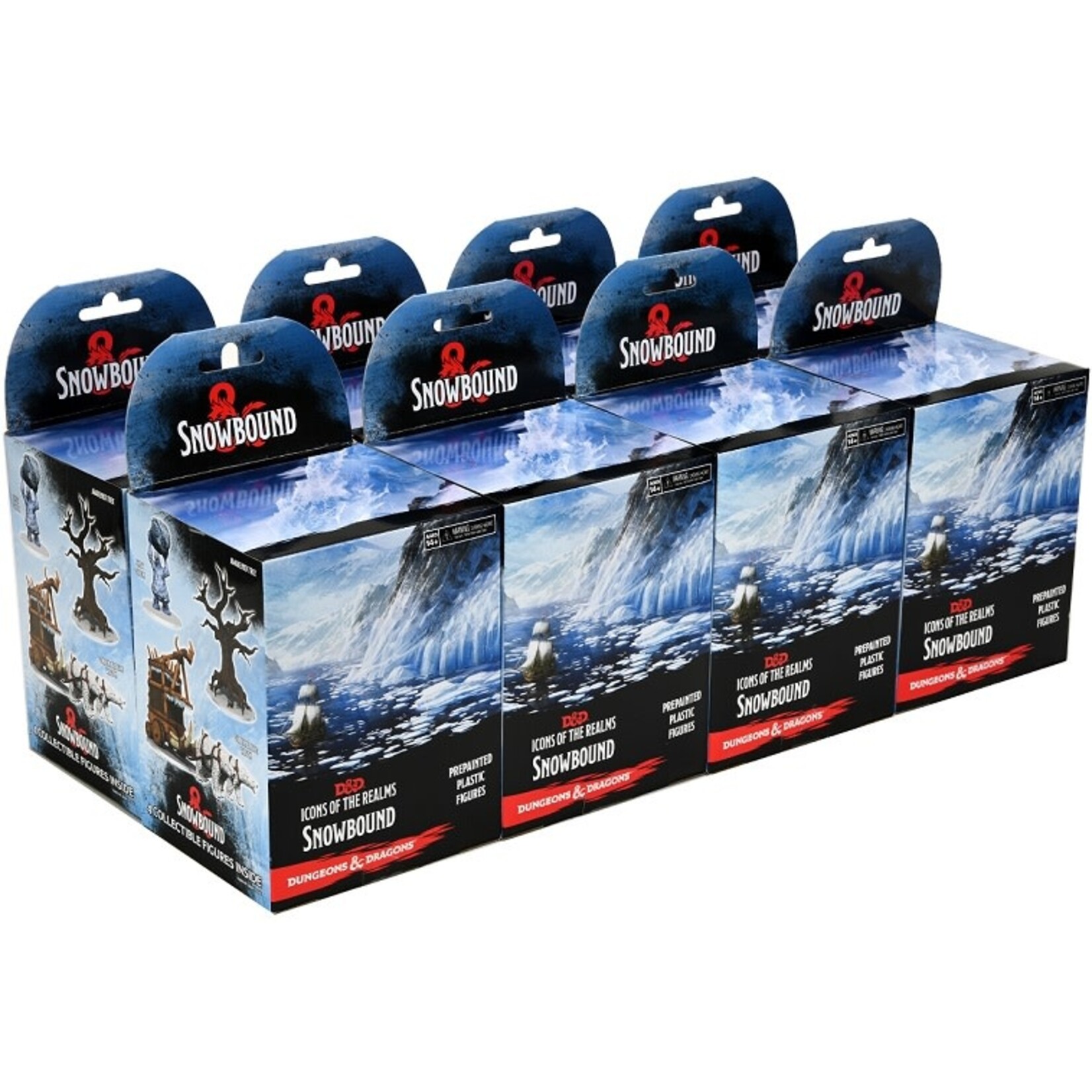 WizKids Snowbound - D&D Icons of the Realms Prepainted Plastic Miniatures - Brique de 8 Boosters