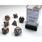 Gemini Copper-Steel/White - Set of 7 Polyhedral Dice by Chessex
