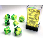 Gemini Green-Yellow/silver- Set of 7 Polyhedral Dice by Chessex
