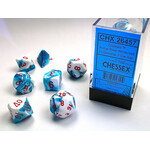 Gemini Astral Blue-White/red- Set of 7 Polyhedral Dice by Chessex