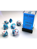 Chessex Gemini Astral Blue-White/red- Set of 7 Polyhedral Dice by Chessex