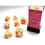 Festive Sunburst w/red: Set of 7 Polyhedral Dice by Chessex