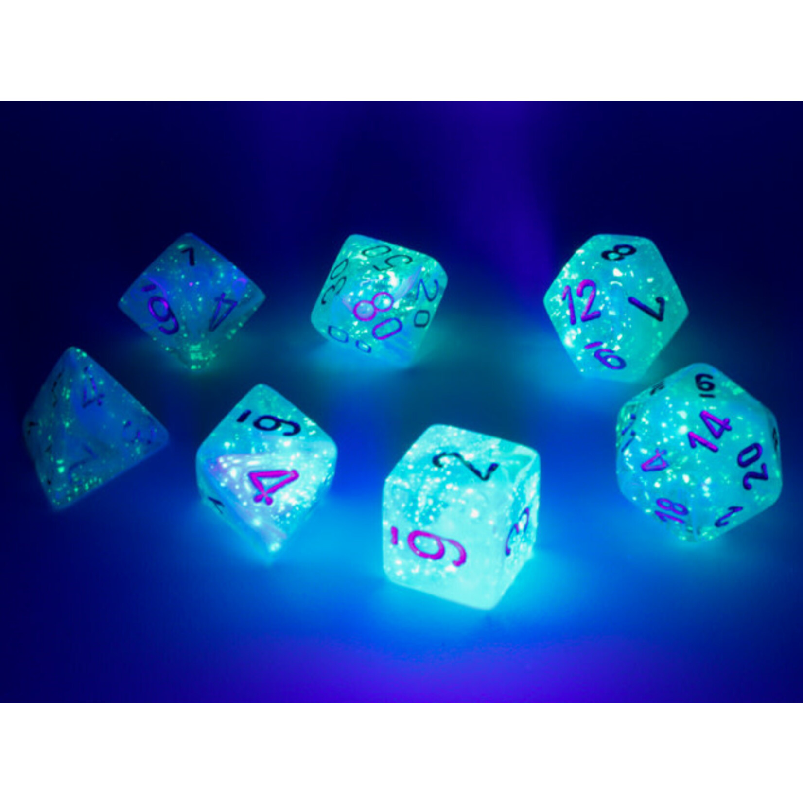Luminary Sky/silver: Set of 7 Polyhedral Dice by Chessex