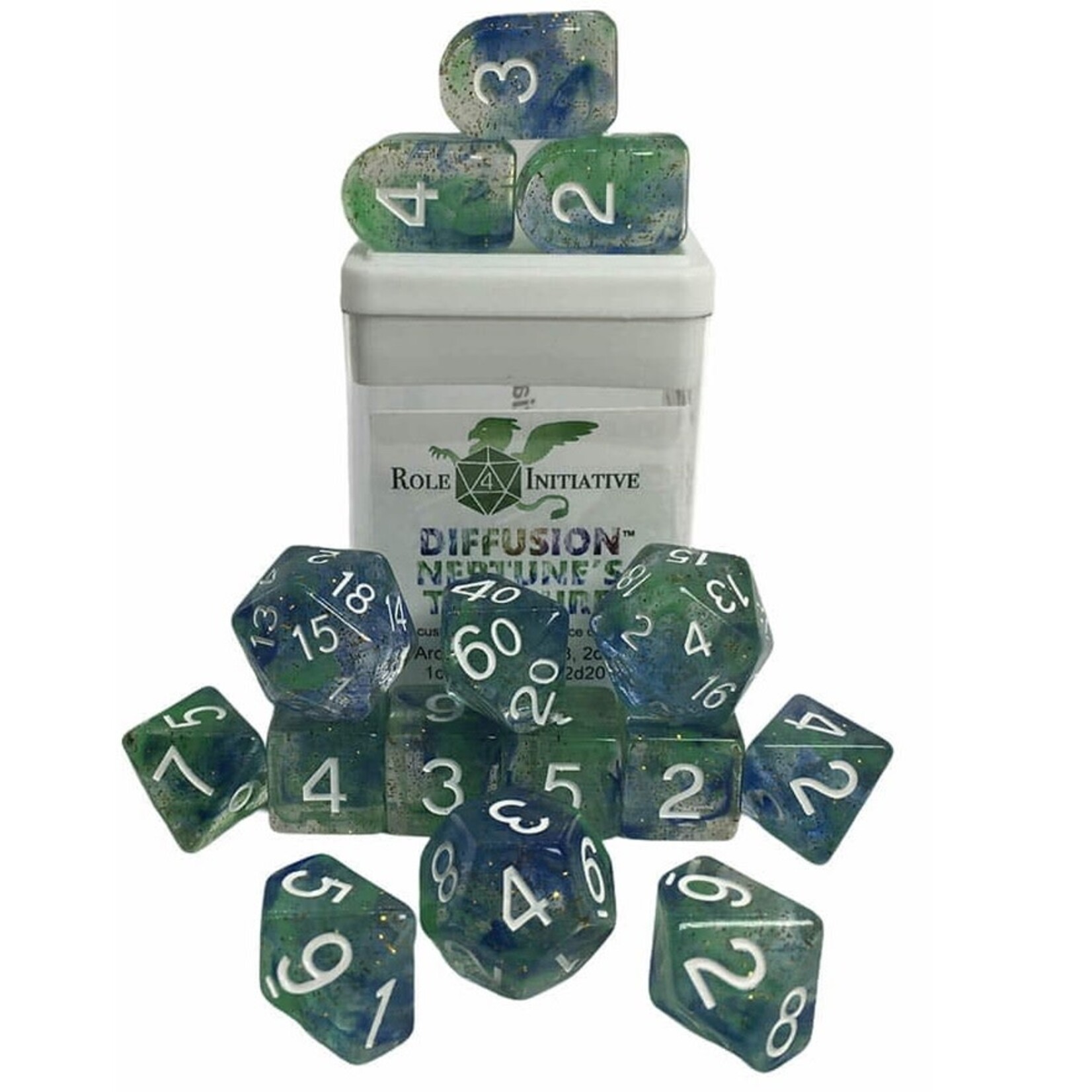 Role 4 Initiative Neptune's Treasure: Set of 15 Polyhedral Diffusion Dice