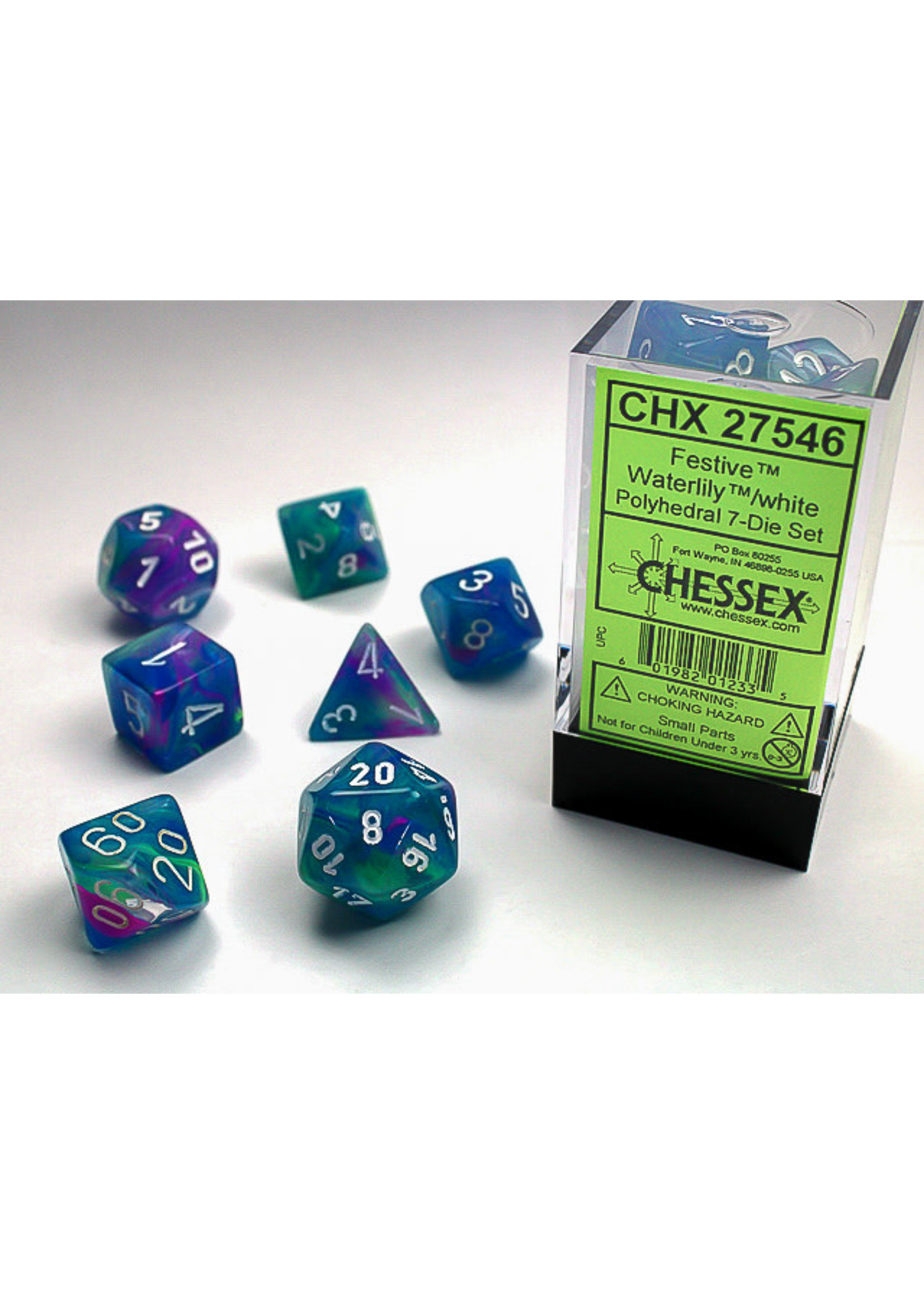 Chessex Festive Waterlilly/white Polyhedral 7-Die Set