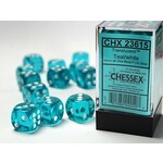Translucent Teal/White - Ensemble de 12d6 de 16mm