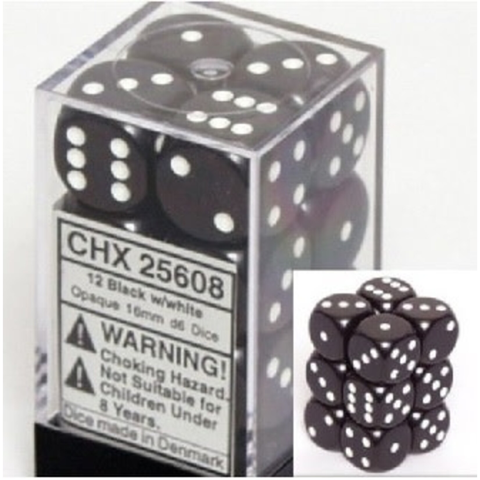 Opaque Black/White - 12d6 set 16mm