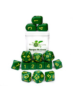 Role 4 Initiative Opaque Dk Green with Gold (Yellow) Numbers - Set of 15 Dice - Role 4 Inititiave