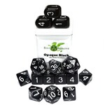 Role 4 Initiative Opaque Black with White Numbers - Ensemble de 15 dés polyhédriques