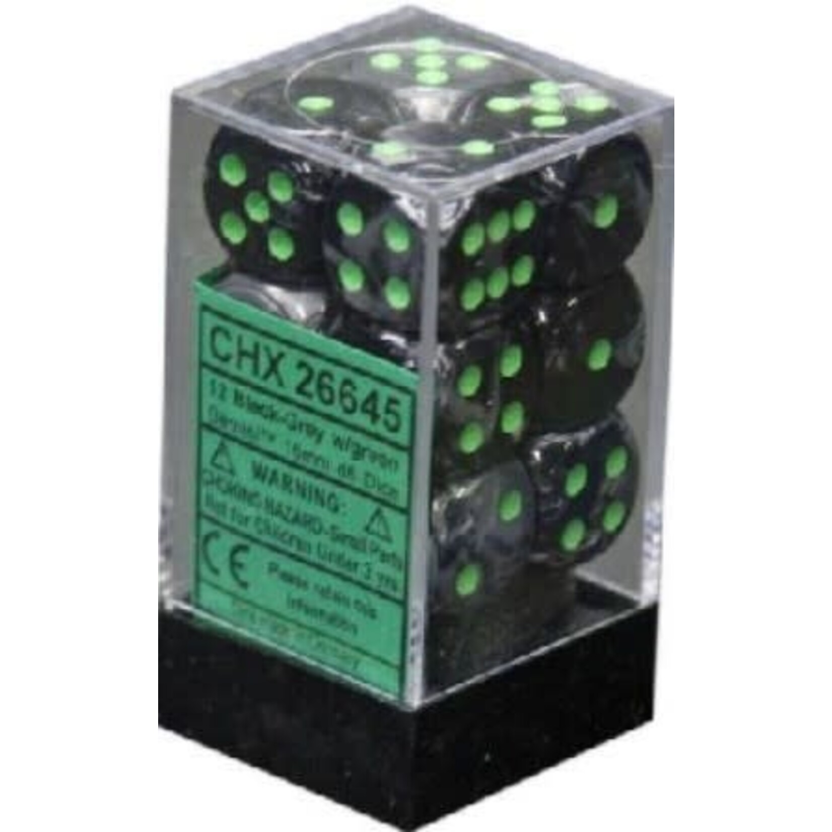 Gemini Black-Grey/green - Ensemble de 12d6 16mm