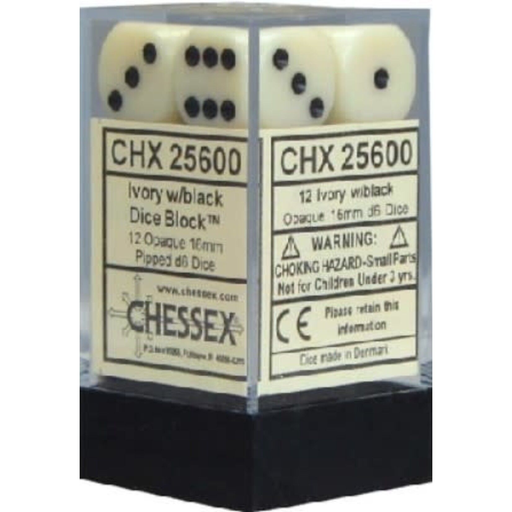 Opaque Ivory/black 12d6 - Chessex