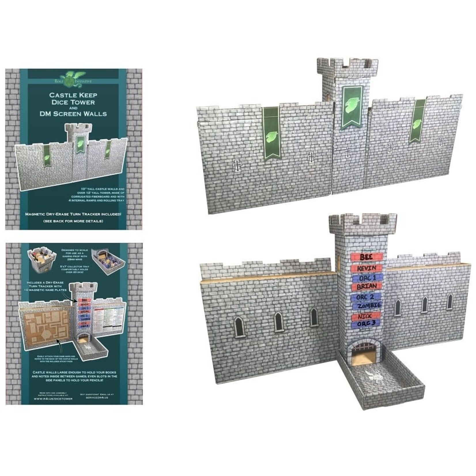 Role 4 Initiative Castle Keep Dice Tower and DM Screen Walls