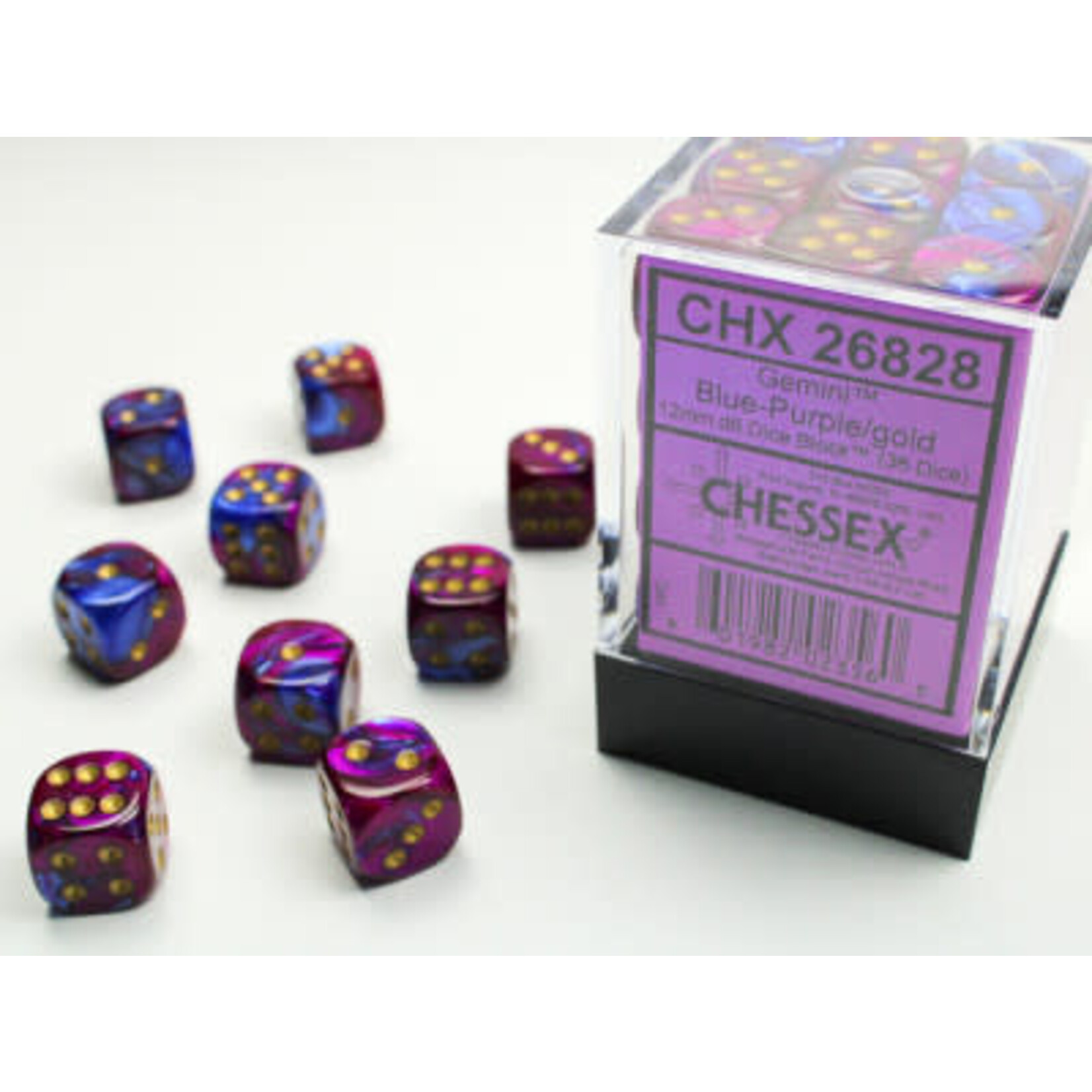 Gemini Blue-Purple/gold 36d6 12mm - Chessex