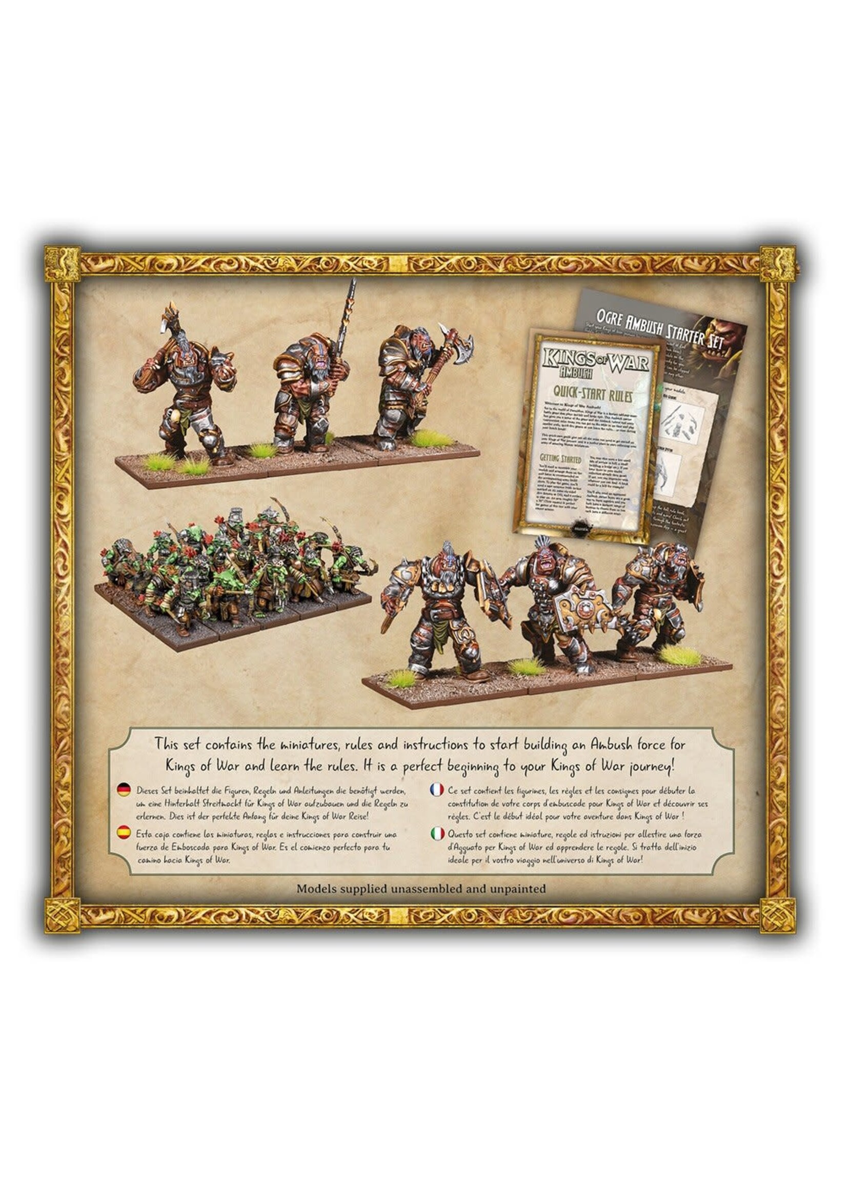Mantic Games Ogre Ambush Starter Set For Kings Of War - 26 Unpainted Miniatures & Rulebook