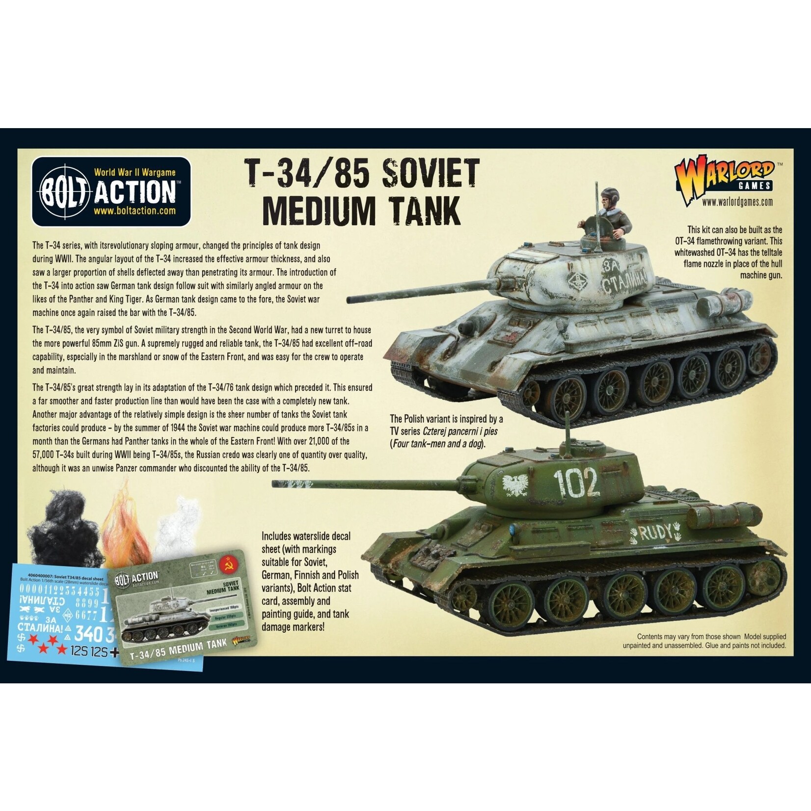 Warlord Games T-34/85 Medium Tank (Plastic) - Bolt Action