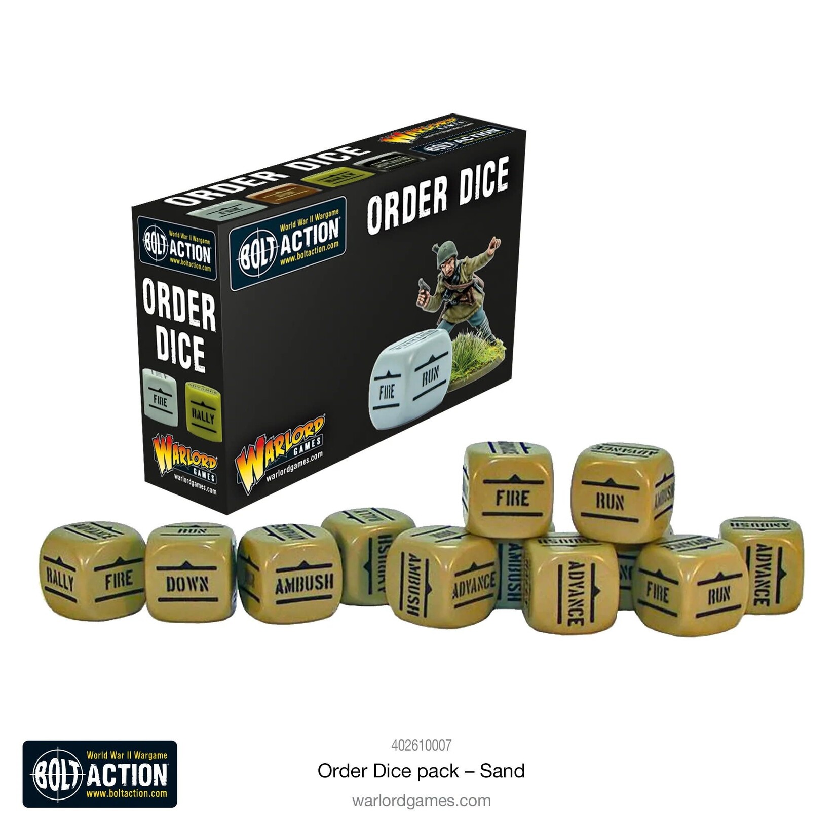 Warlord Games Order Dice (12) - Sand - Bolt Action
