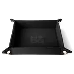 FanRoll Fold Up Velvet Dice Tray w/PU Leather Backing: 10 x 10, Black