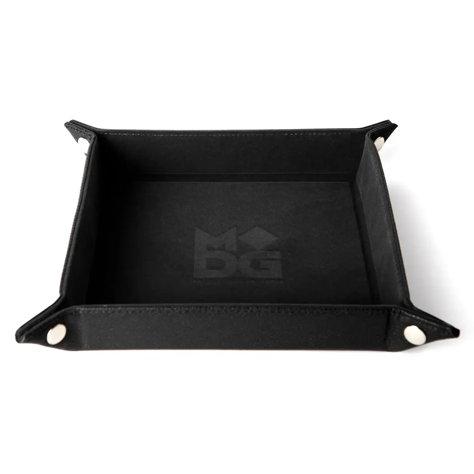FanRoll Fold Up Velvet Dice Tray w/PU Leather Backing: 10 x 10, Black