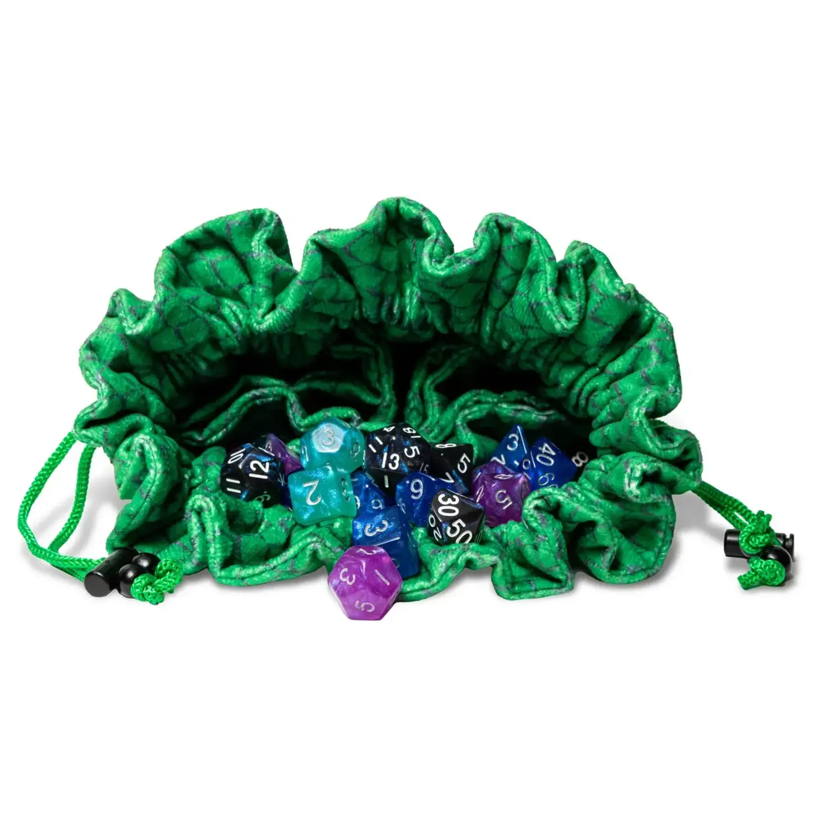 FanRoll Velvet Dice Bag with Pockets: Dragon Storm (Green) - FanRoll