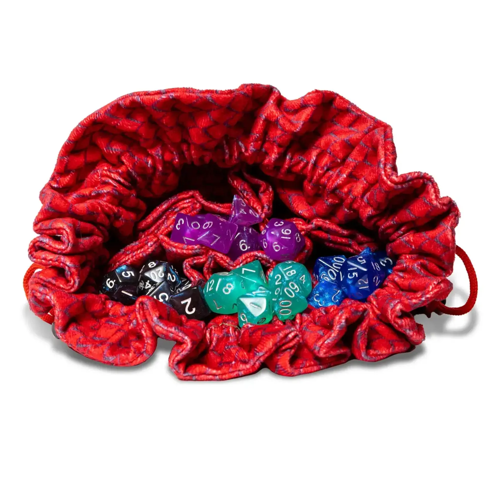 FanRoll Velvet Dice Bag with Pockets: Dragon Storm (Red) - FanRoll