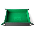 FanRoll Fold Up Velvet Dice Tray w/PU Leather Backing: 10 x 10, Green