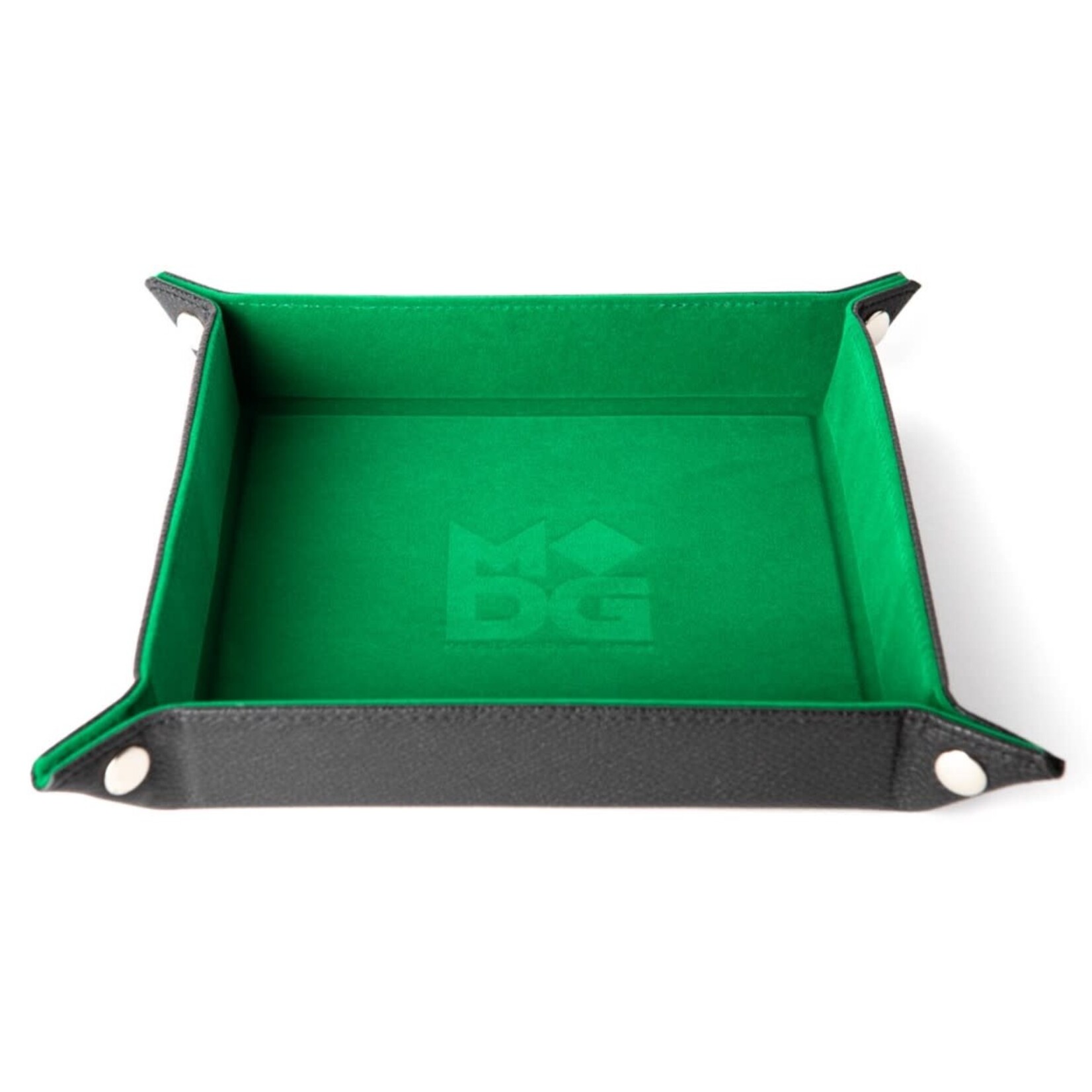FanRoll Fold Up Velvet Dice Tray w/PU Leather Backing: 10 x 10, Green