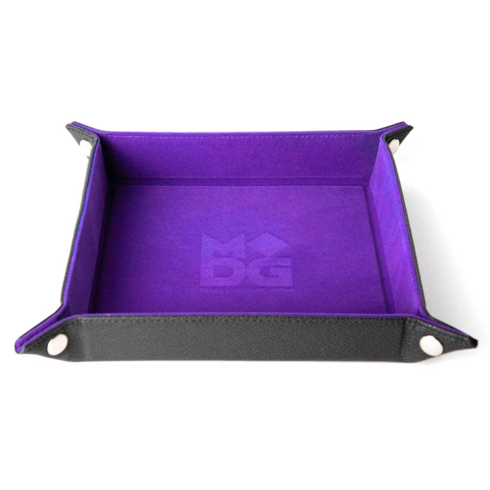 FanRoll Fold Up Velvet Dice Tray w/PU Leather Backing: 10 x 10, Purple
