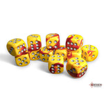 Gemini Red-Yellow/silver 16mm d6 Dice Block (12 dice)