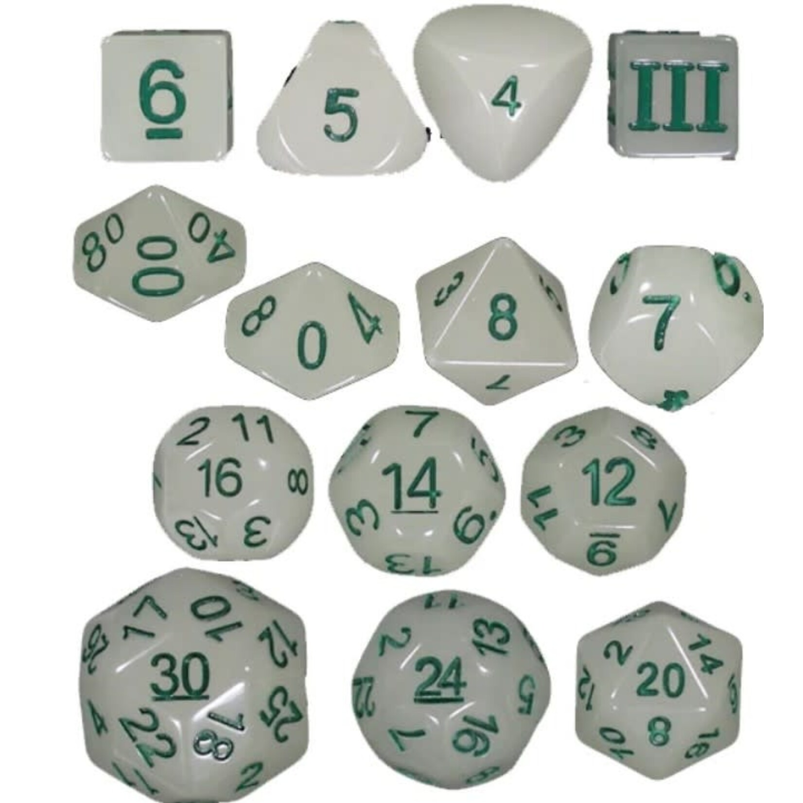 Lightning Bolt Unleashed Arcana Dice (Glow Dice Series) 14-dice set for Dungeon Crawl Classics (DCC)
