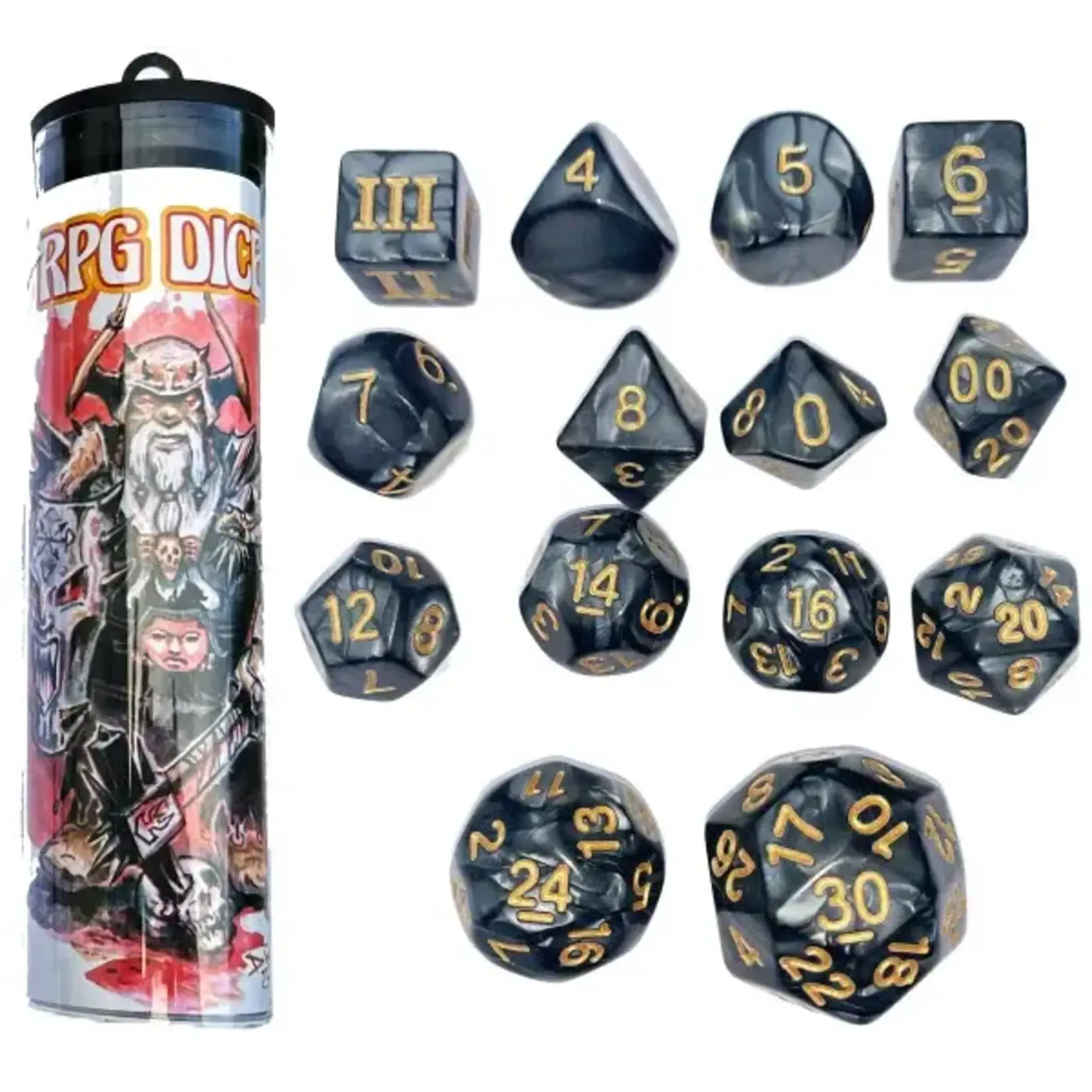 Goodman Games Mighty Dice of Arms 14-dice set for Dungeon Crawl Classics (DCC)