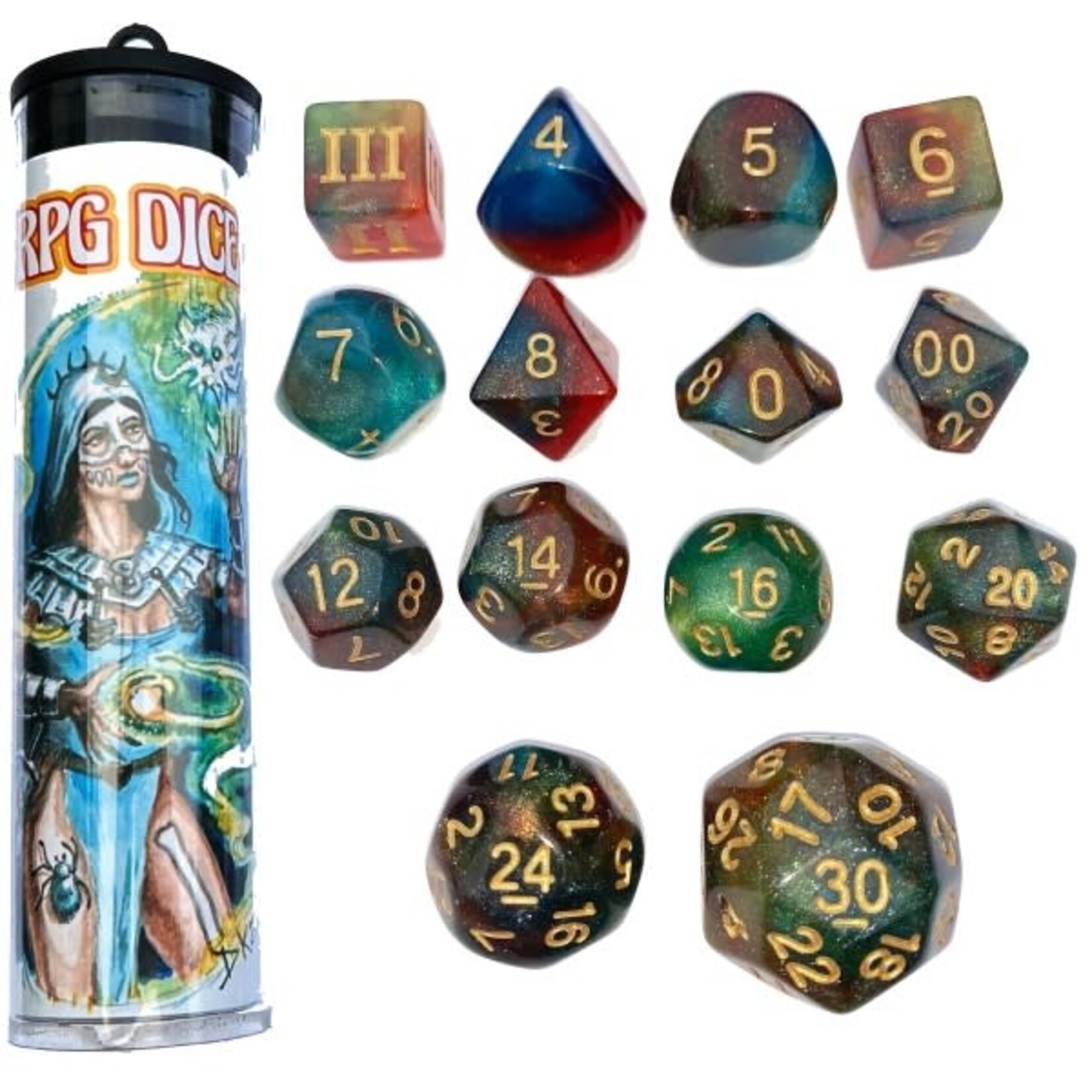 Goodman Games Motes of Mercurial Magic 14-dice set for Dungeon Crawl Classics (DCC)