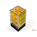 Translucent Yellow/white 16mm d6 Dice Block (12 dice)