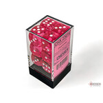 Translucent Pink/white 16mm d6 Dice Block (12 dice)