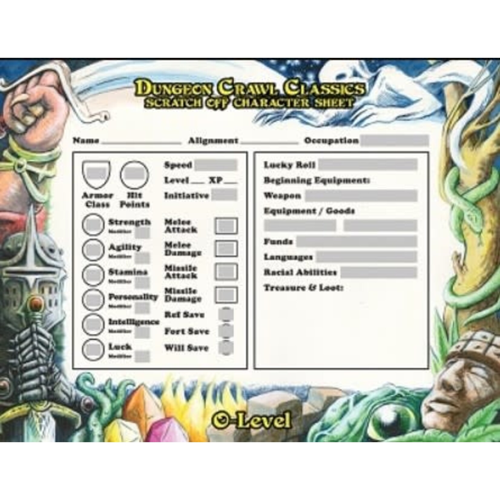 Goodman Games Dungeon Crawl Classics Scratch-Off Zero-Level Character Sheets (15)