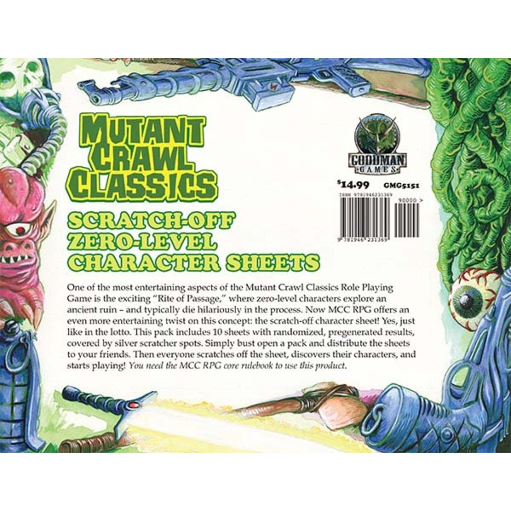 Goodman Games Scratch Off Character Sheets (10) - Mutant Crawl Classics (ENG)