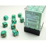Marble Oxi-Copper/white 36d6 12mm Dice Block