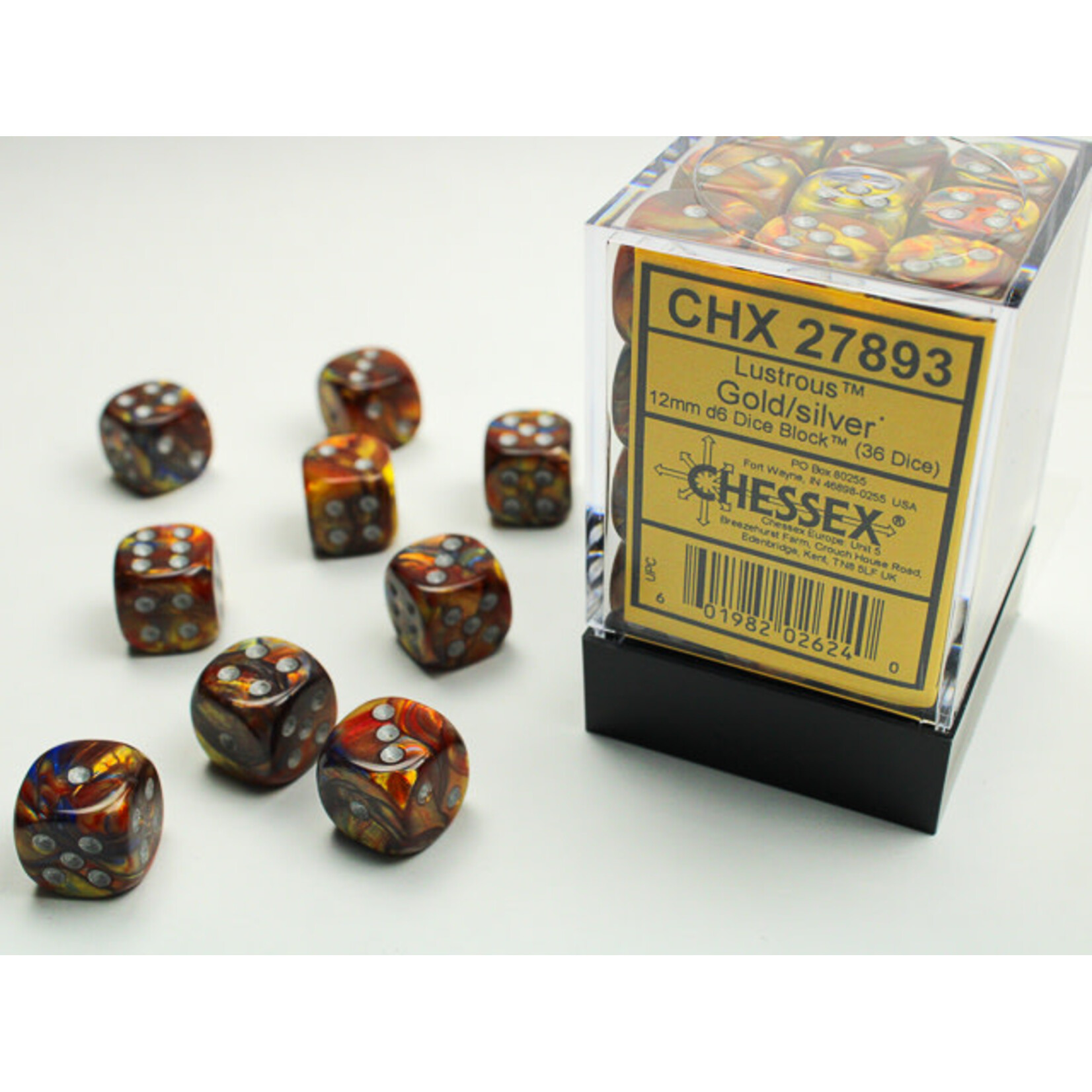 Lustrous Gold/silver 36d6 12mm Dice Block - Chessex