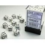 Opaque White/black 12mm d6 Dice Block (36 dice)