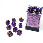 Borealis Royal Purple/gold Luminary 12mm d6 Dice Block (36 dice) - Chessex